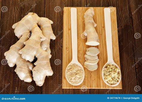 Fresh, Ground and Grated Ginger Root Stock Photo - Image of ground ...