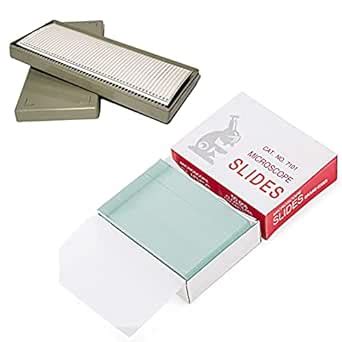 Clear & Sure Microscope Glass Slide and 50 Slide Box, Ground Edges ...