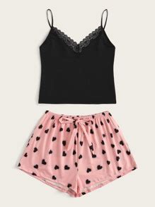 Multicolorido Laço Contraste Casual Loungewear | SHEIN