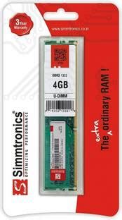 simtronics 1333 DDR3 4 GB (Dual Channel) PC DESKTOP RAM 4GB DDR-3 (ram ...