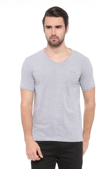 Buy Grey WITH Slim Fit V-neck T-shirt | AJIO