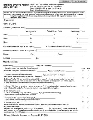 Fillable Online capecoral Special Event Permit Application - City of ...