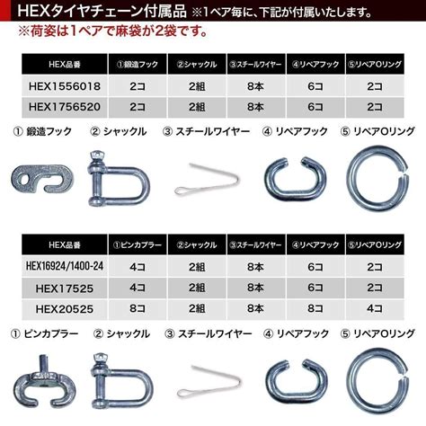 最上級モデル建設機械用タイヤチェーンHEX20525|20.5-25(L-3) 合金鋼亀甲型締め付けテンションチェーン付き 1ペア(タイヤ2 ...