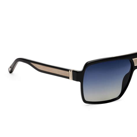 ZILLI Men Black Lens Black Square Sunglasses with 100% UV Protection ...