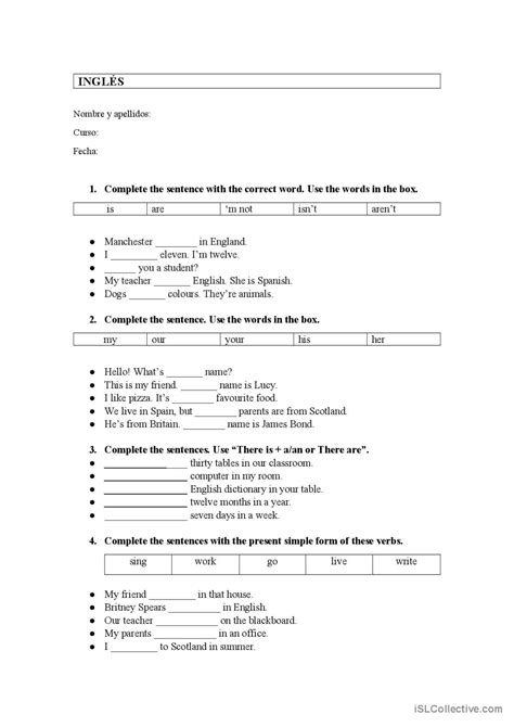Prueba inicial inglés 1ºESO general…: English ESL worksheets pdf & doc