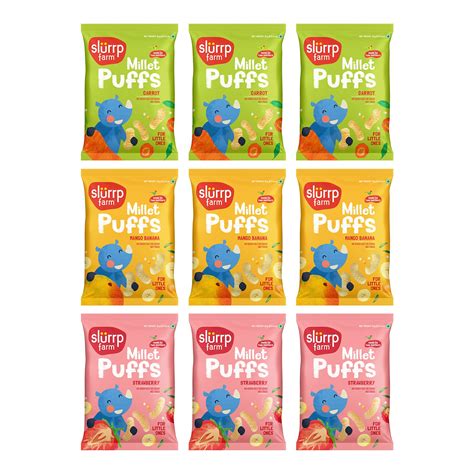 Slurrp Farm No Salt No Sugar Teething Puffs | Baked Fruit and Vegetable ...