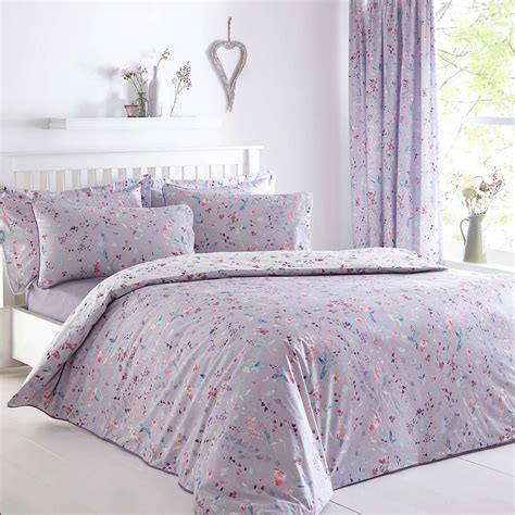 Botanical Meadow Reversible Purple Duvet Cover and Pillowcase Set ...