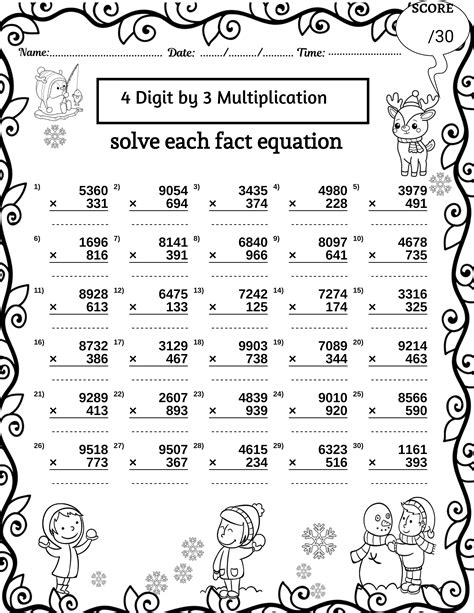 Image result for 3 Digit Multiplication Worksheets