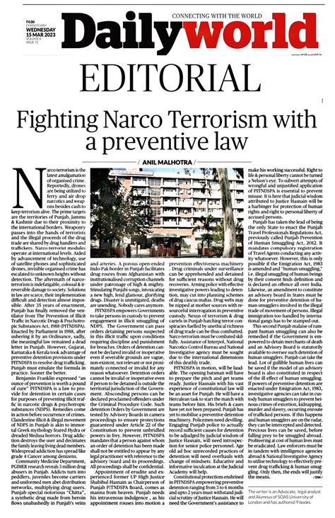 FIGHTING NARCO TERRORISM WITH A PREVENTIVE LAW