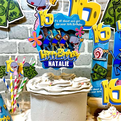 Spongebob Boys Who Cry sweet 16 Birthday in a Box — Custom cake toppers ...