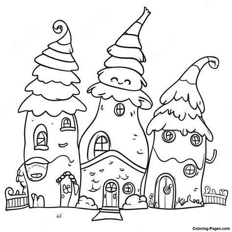 Whoville Houses Coloring Page | Coloring-Pages.com