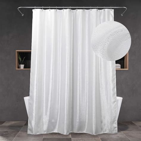 Silver White Shower Curtain: Glitter Sparkle Shiny Fabric Shower ...