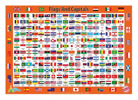 Little Wigwam Flags and Capitals Chart -"No Tear Guarantee" Educational ...