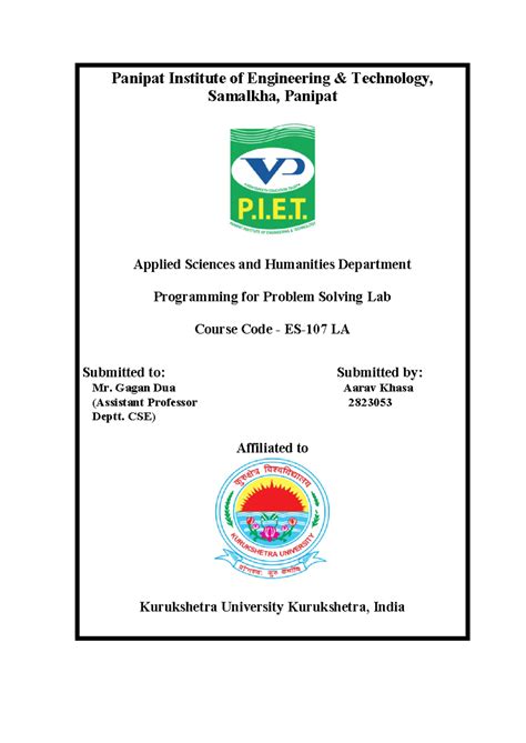 Aarav Khasa - Hii - Computer engineering - Panipat Institute of ...