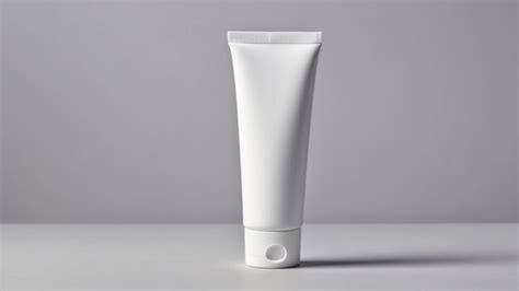 Plain white cosmetic tube mockup on gray background for branding and ...