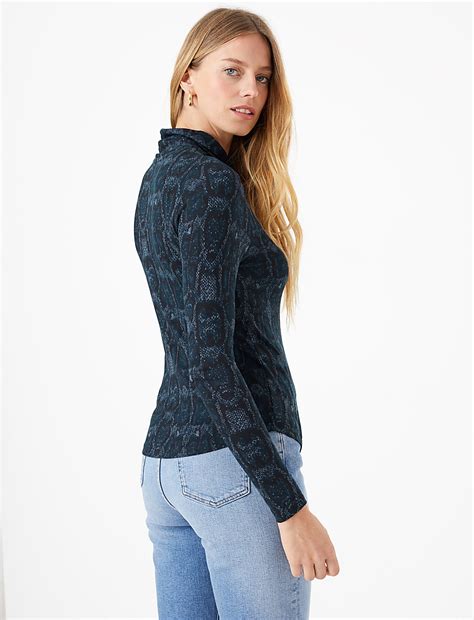 Buy Animal Print Turtle Neck Fitted Top at Marks & Spencer