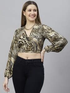 FLAMBOYANT Party Animal Print Women Black Top - Buy FLAMBOYANT Party ...