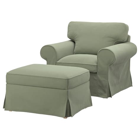 EKTORP armchair and footstool, Hakebo grey-green - IKEA