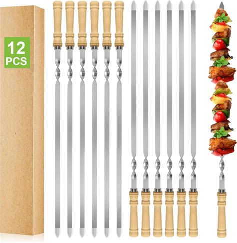 Amazon.com: 17-Inch Long Flat BBQ Skewers, HONSHEN Brazilian-style ...
