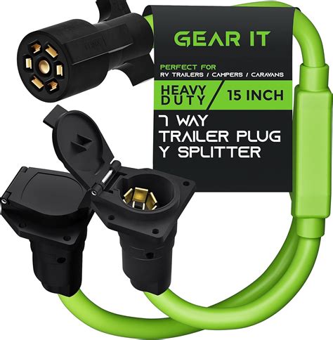 GearIT 7-Way Trailer Plug Y Splitter Pigtail 7-Pin Trailer Plug Inline ...