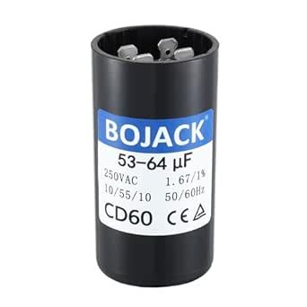 BOJACK 53-64 uF/MFD 250 VAC Round Motor Start Capacitor 50/60Hz AC ...