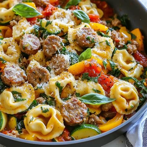 One Pan Tortellini with Sausage Easy Dinner Recipe – grilledflavors.com