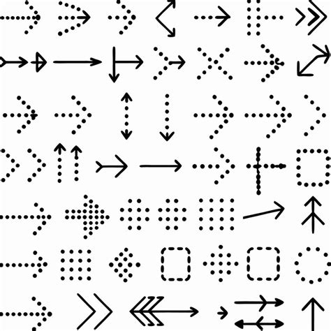 Collection of black and white arrow pointer and directional symbols ...