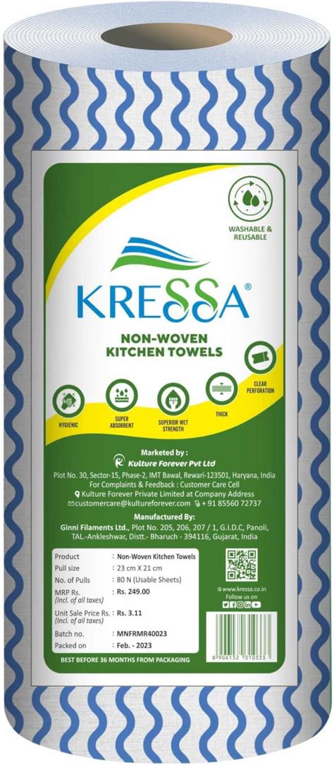 Kressa Non Woven Kitchen Towel Roll | Reusable And Washable (Pack of 2 ...