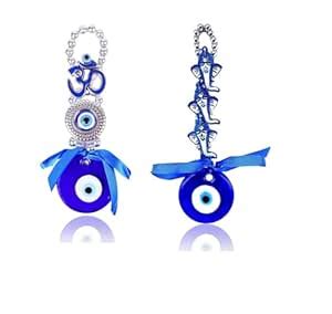 Buy BLUE BEADS Combo Offer 2 Pcs Ganpati and Om Evil Eye Wall & Car ...