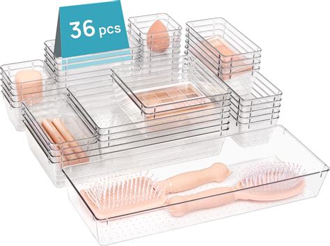 Amazon.com: Vtopmart 28 PCS and 7 PCS Clear Plastic Drawer Organizers ...