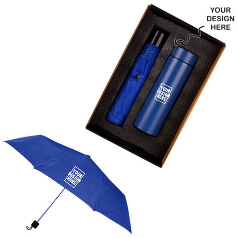 Blue 2-in-1 Umbrella & Bottle Gift Set | Corporate & Monsoon Gifts ...