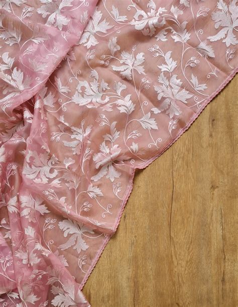 Pure organza silk allover jaal work sari – HolyThread India