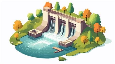 Aerial panoramic view of concrete dam at reservoir | Premium AI ...