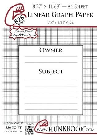 Buy Linear Graph Paper, 1/10" Grid (USL0A-828 pages): A4 Sheet Book ...