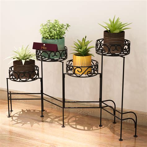 Buy Modern Design Four-Tier Planter Stand Wrought Iron (Black) Online ...