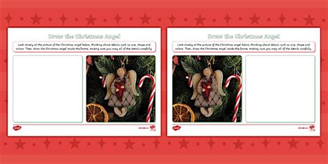 KS1 Draw the Christmas Angel Worksheet - Twinkl