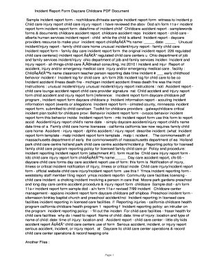 Fillable Online wkag Incident Report Form Daycare Childcare PDF ...