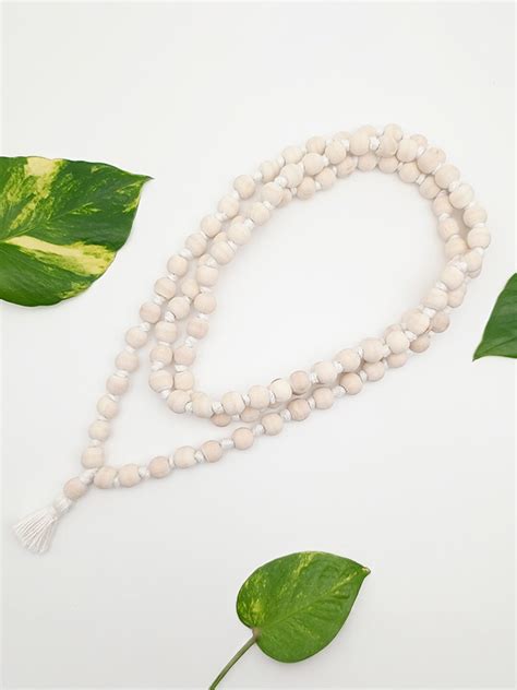White Tulsi Mala 54 beads for wearing, 108 beads for Jaap – Rudrajap
