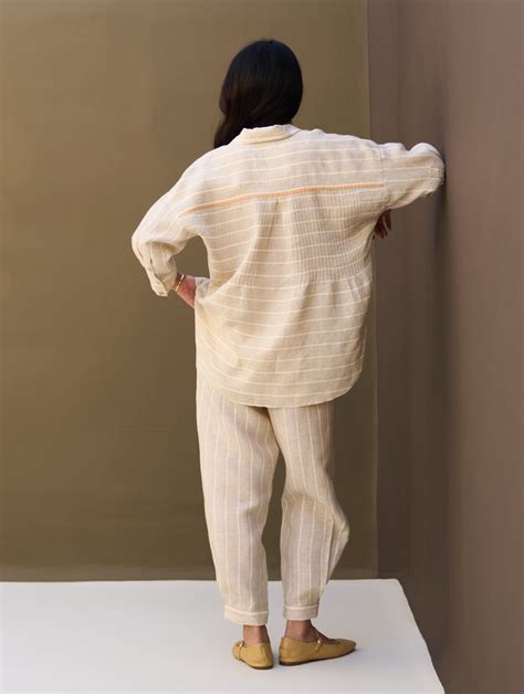 Kiku Striped Linen Co-ord Set - Natural – Manan