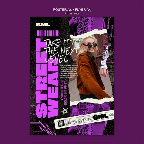 Flat design streetwear poster template | Free PSD
