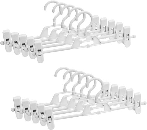 Amazon.com: 10 Pack Plastic Pant Hangers with Clips, Space Saving ...