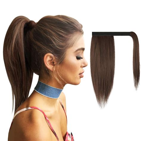 Buy FESHFEN Straight Ponytail Extension 12 inch Pony Tails Natural Long ...