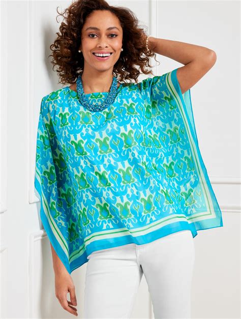 Printed Woven Poncho | Talbots
