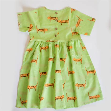 Augustus The Tiger- Green Cotton Dress – mouseinthehouse