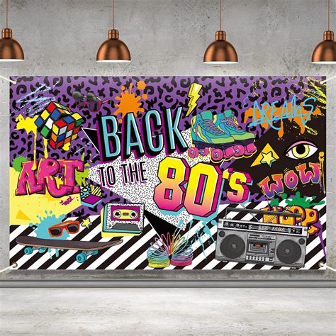 Party Greeting 80s Party Backdrop Banner Sign - Hip Hop Theme Wall ...
