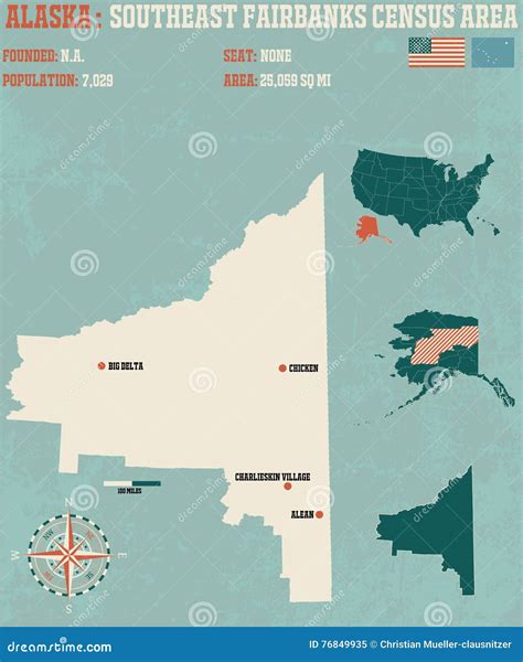 Southeast Fairbanks Census Area in Alaska Stock Vector - Illustration ...