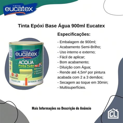 Eucatex White Semi-Gloss Water-Based Epoxy Paint Kit 900ml Wood Metal ...