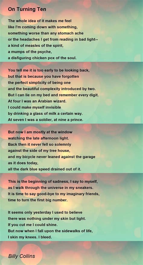 On Turning Ten Poem by Billy Collins - Poem Hunter