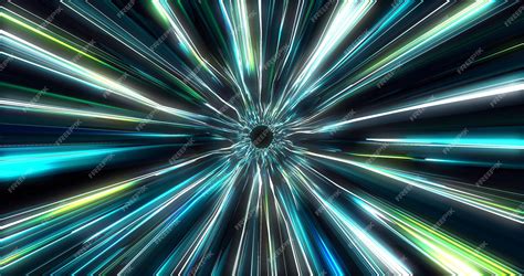 Un túnel que vuela a la velocidad de la luz desde tiras de luz ...