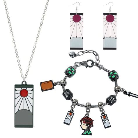 Disney 4pcs Hot-Blooded Cartoon Anime Demon Slayer Jewelry Set Cartoon ...
